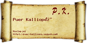 Puer Kalliopé névjegykártya